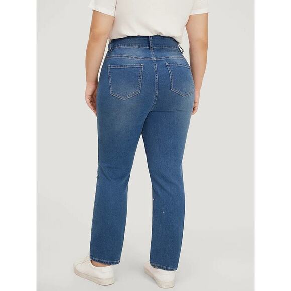 🔥SALE  BloomChic High-Rise Stretch Jeans – Plus Size 26 (4X) – Medium Wash - Picture 6 of 10